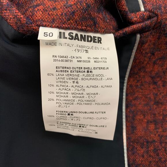 JIL SANDER Size 40 Brick & Black Tweed Wool Blend Notch Lapel Sport Coat - Picture 4 of 5